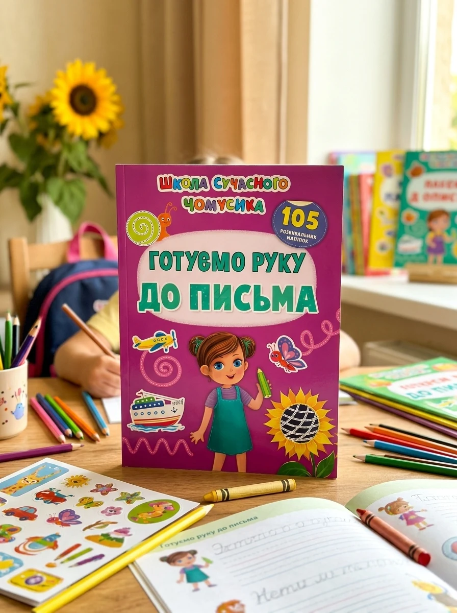 Школа сучасного чомусика. Готуємо руку до письма. 105 розвивальних наліпок, — Дитяча література