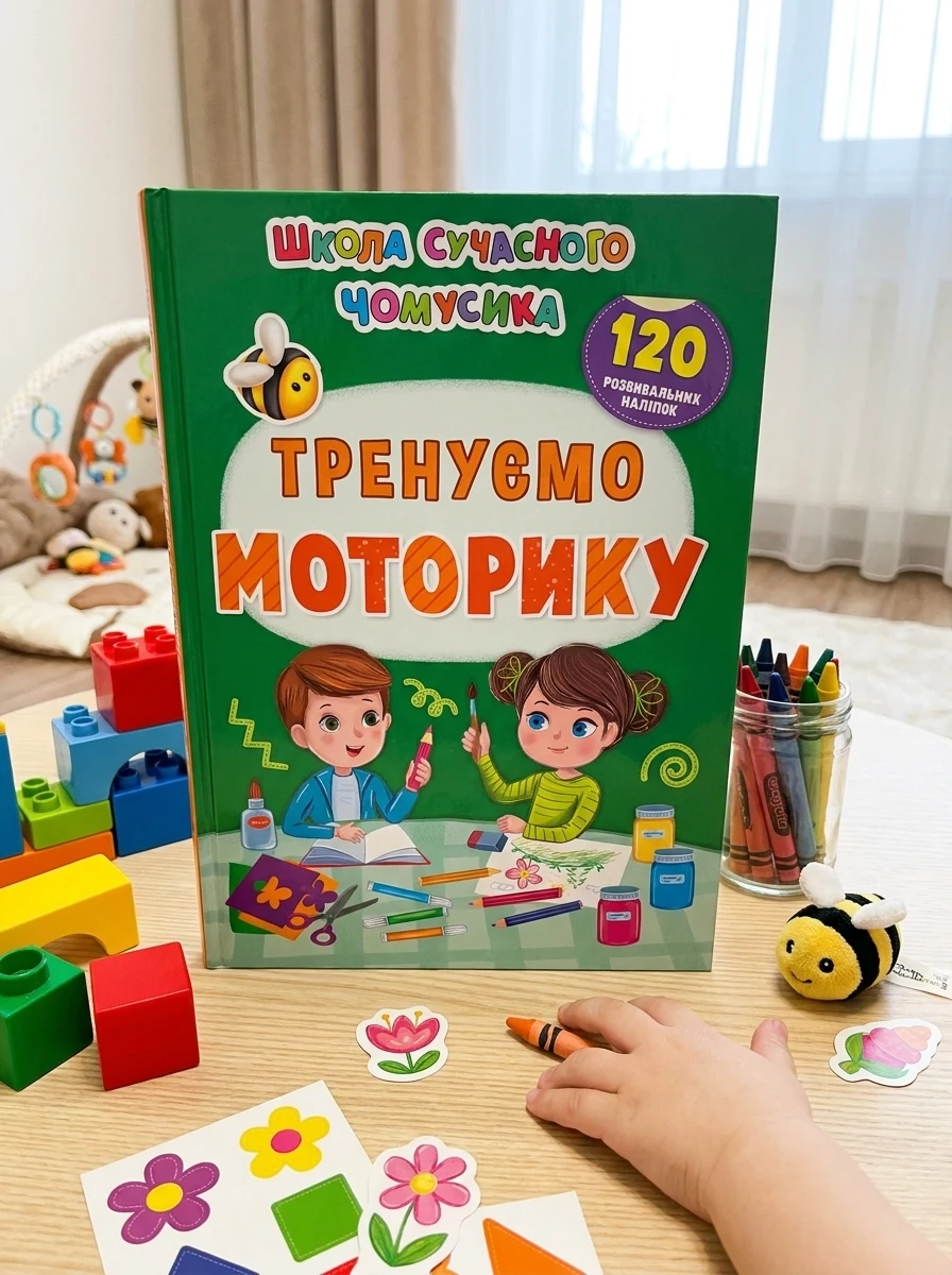 Школа сучасного чомусика. Тренуємо моторику. 120 розвивальних наліпок, — Дитяча література