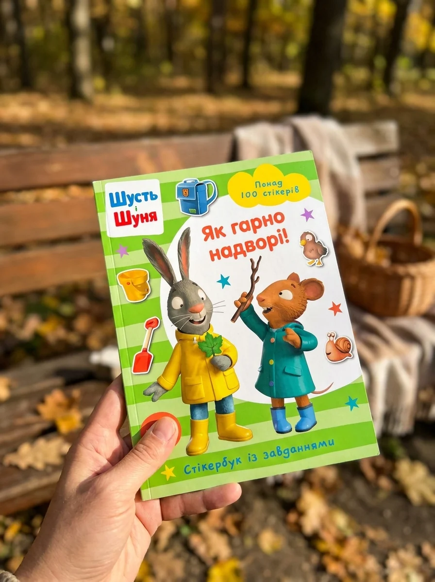 Шусть і Шуня. Як гарно надворі! Стікербук — Дитяча література