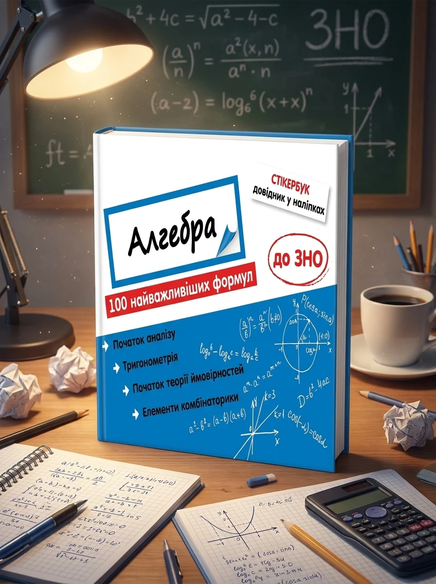 Стікербук. Алгебра. 100 найважливіших формул до ЗНО — Книги