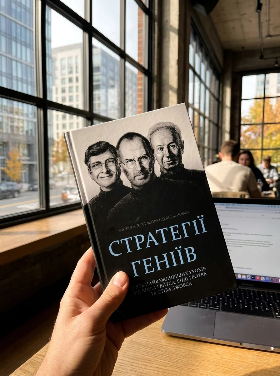 Стратегії геніїв. П’ять найважливіших уроків від Білла Ґейтса, Енді Ґроува та Стіва Джобса — Кусумано М., обкладинка