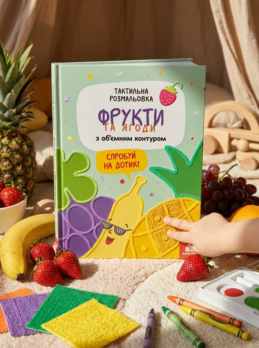 Тактильна розмальовка. Фрукти та ягоди, — Дитяча література