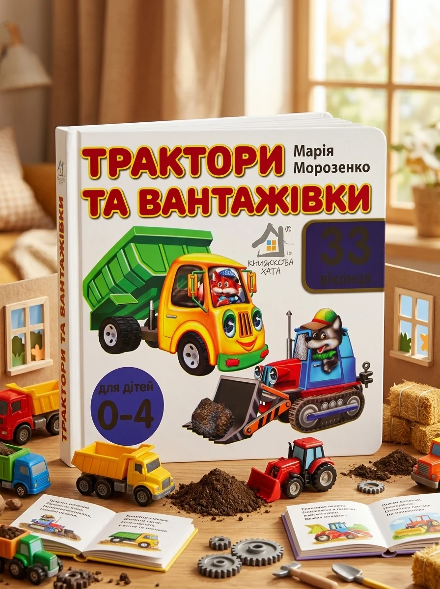 Трактори та вантажівки. 33 віконця — Дитячі книги