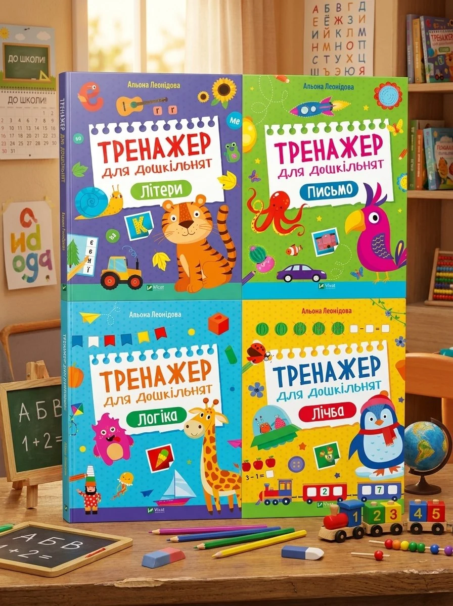 Тренажер для дошкільнят. Комплект з 4-х зошитів, обкладинка