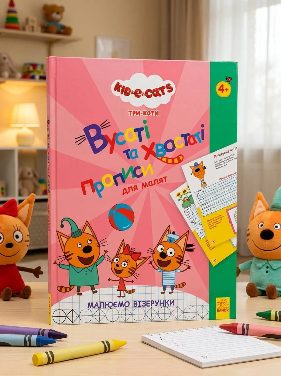 Три Коти. Вусаті та хвостаті прописи для малят. Малюємо візерунки, — Дитяча література