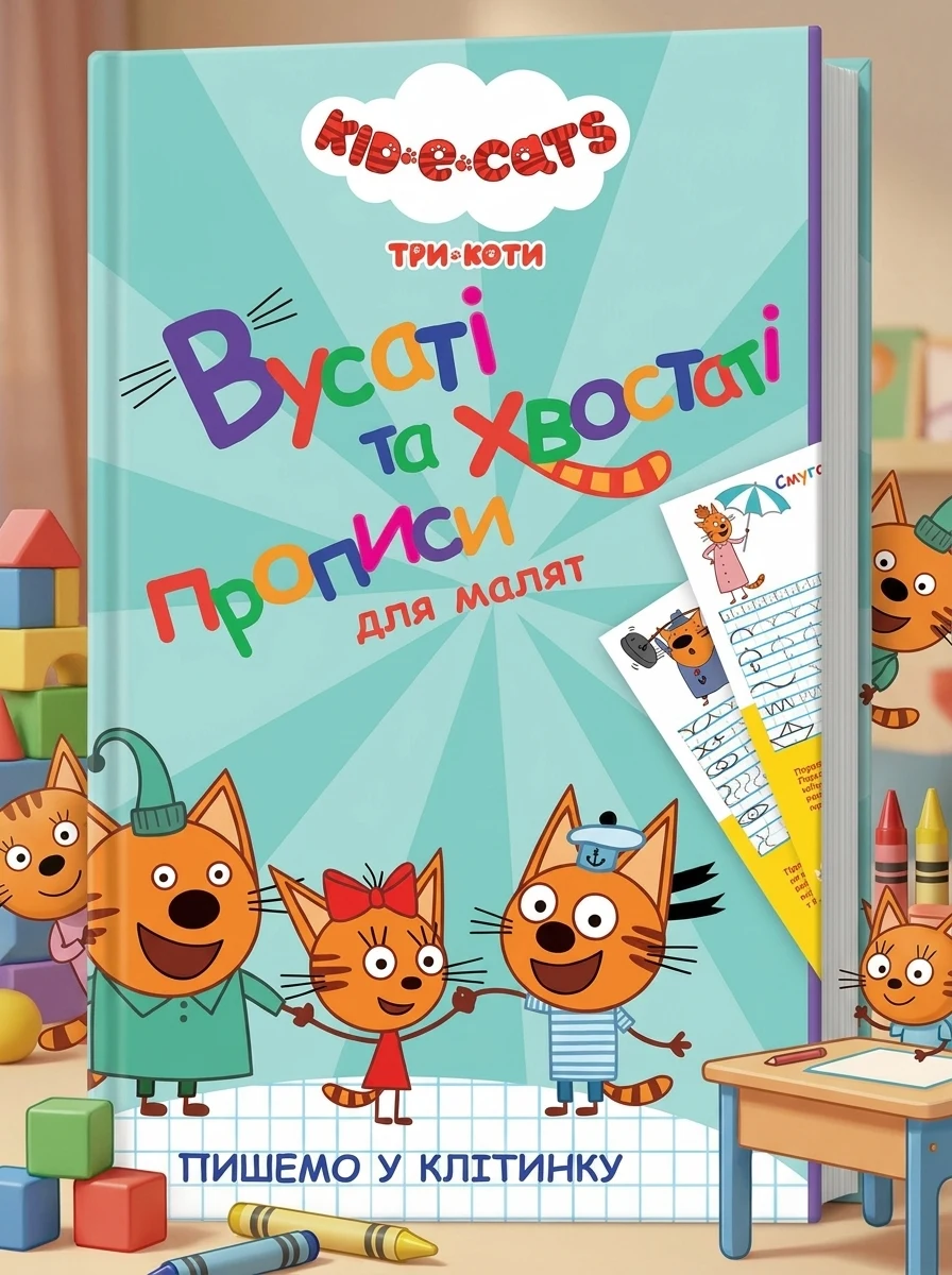 Три Коти. Вусаті та хвостаті прописи для малят. Пишемо у клітинку, — Вивчення мов