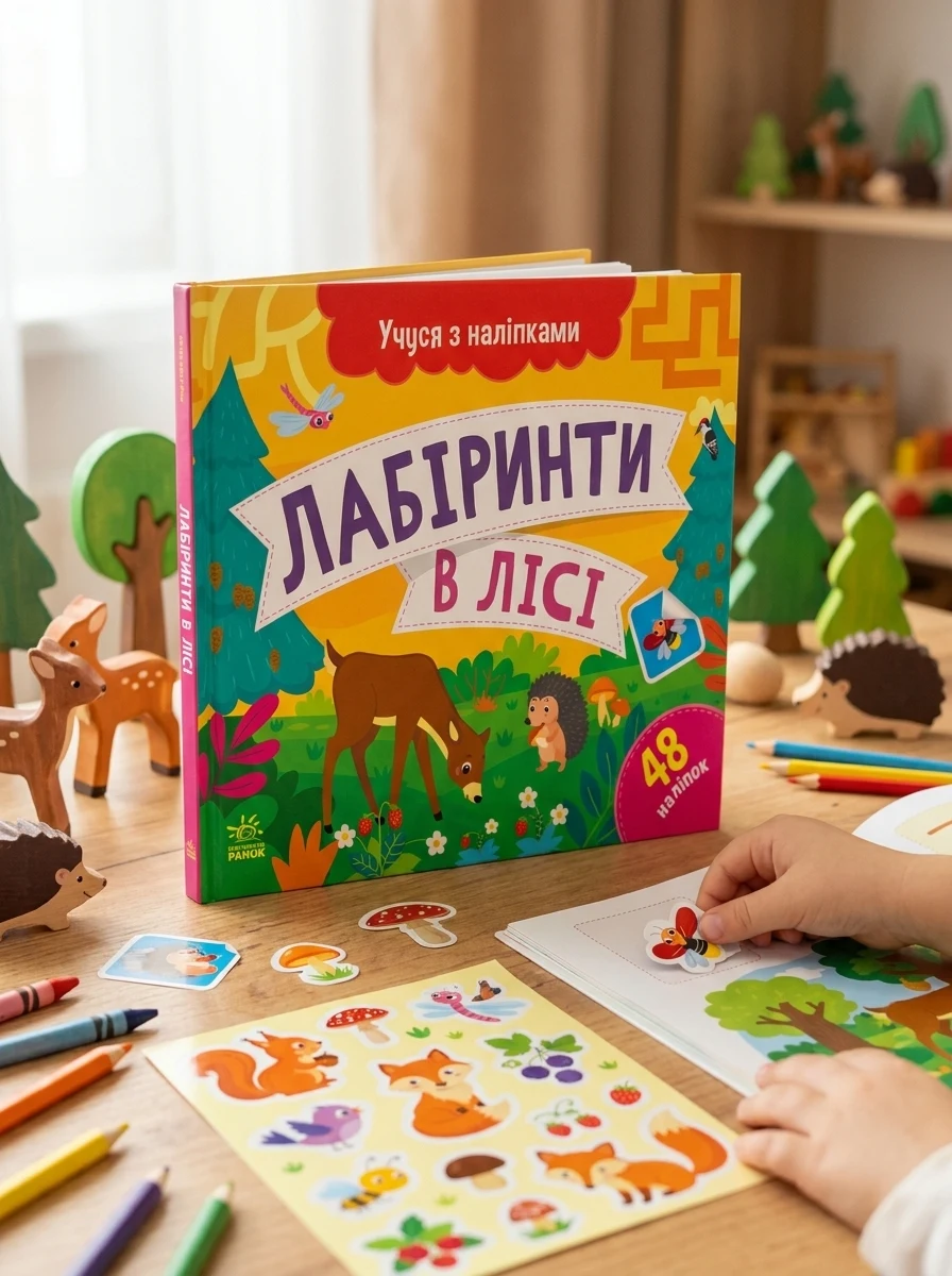 Учуся з наліпками. Лабіринти в лісі — Дитяча література