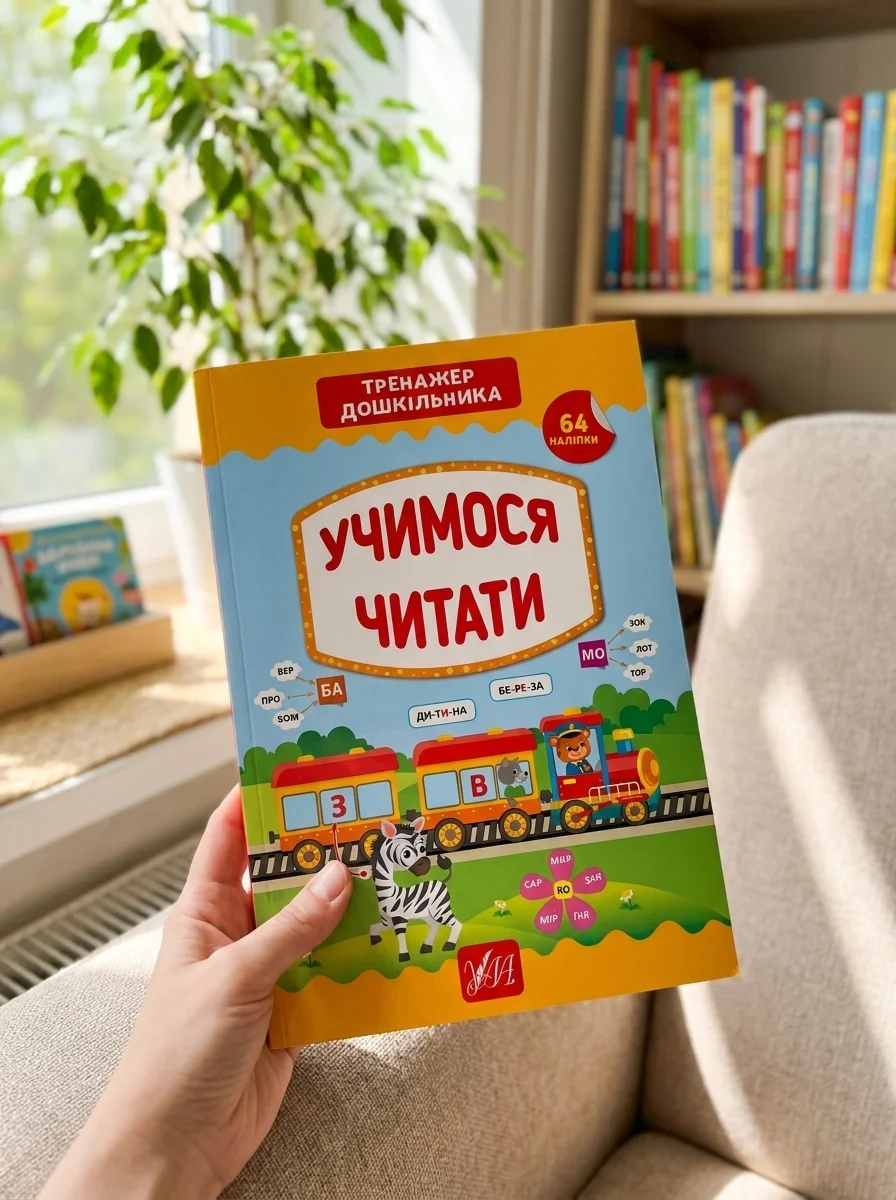 Учимося читати. Тренажер дошкільника. 64 наліпки — фото 2