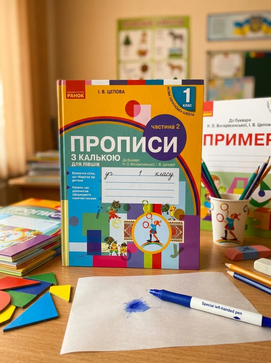 Українська мова. 1 клас. Прописи з калькою для лівшів до букваря Воскресенської, Цепової. Частина 2