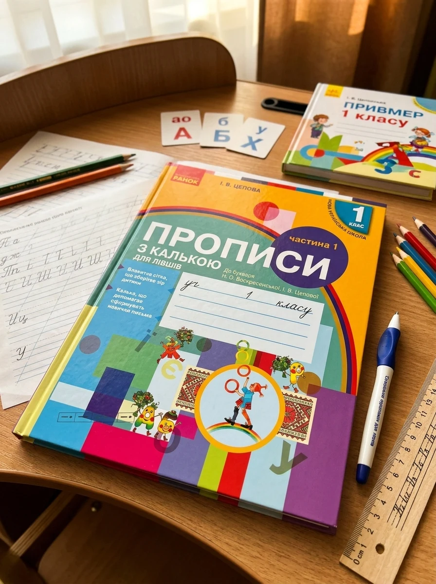 Українська мова. 1 клас. Прописи з калькою для лівшів до букваря Воскресенської, Цепової. Частина 1