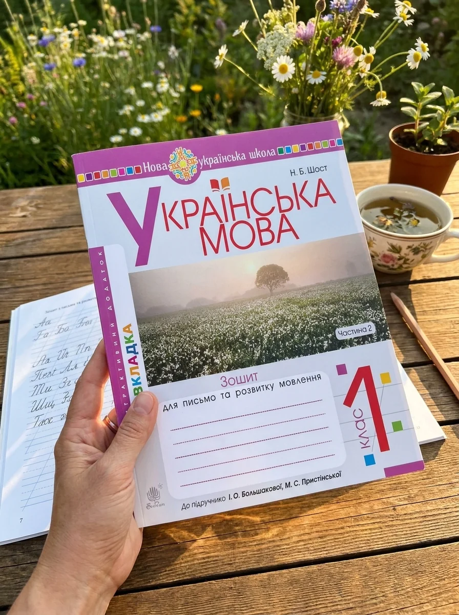 Українська мова. 1 клас. Зошит з письма та розвитку зв'язного мовлення. Частина 2 — Наталія Шост, обкладинка