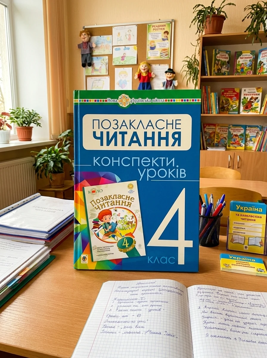 Українська мова та читання. Позакласне читання. 4 клас. Конспекти уроків — Зоя Головко, обкладинка