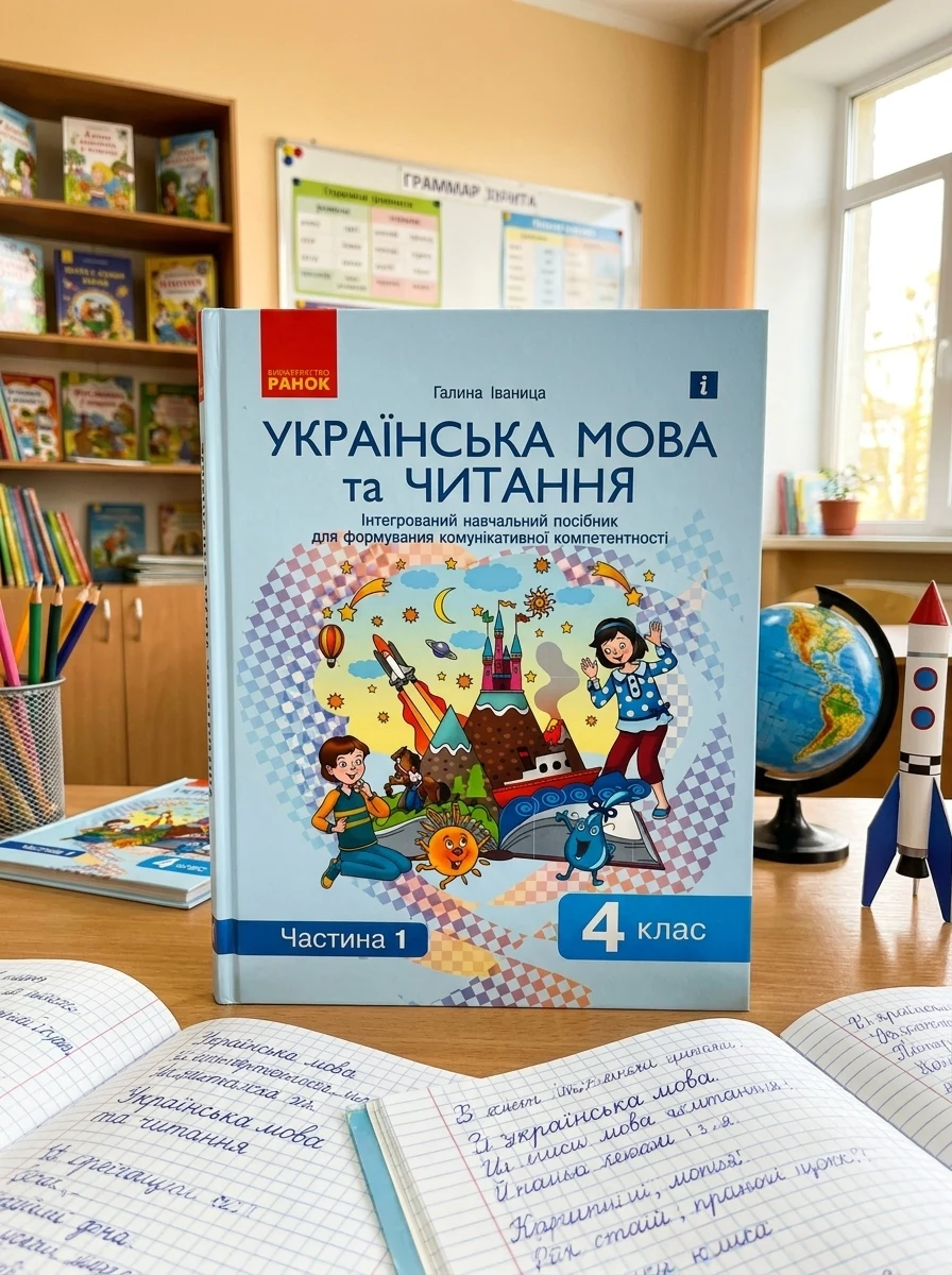 Ураїнська мова та читання. 4 клас. Інтегрований навчальний посібник для формування комунікативної компетентності молодших школярів у 2-х частинах. Частина 1 — Вивчення мов