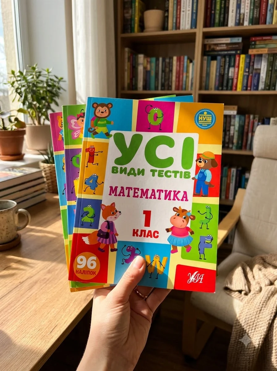Усі види тестів 1 клас. Комплект із 3 шт: Математика, Українська мова, Англійська мова — Клімішена О., обкладинка