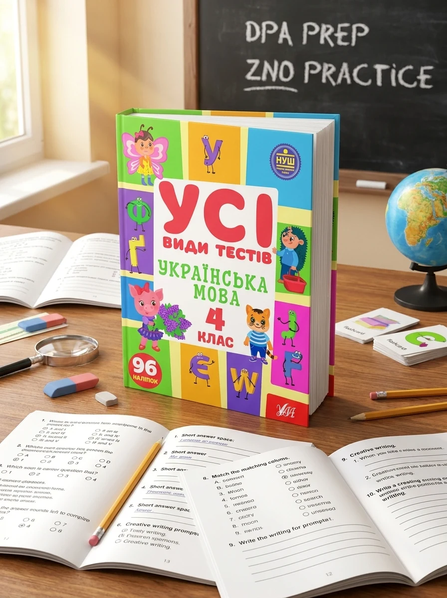 Усі види тестів 4 клас. Комплект із 3 шт: Математика, Українська мова, Англійська мова — Навчальна література