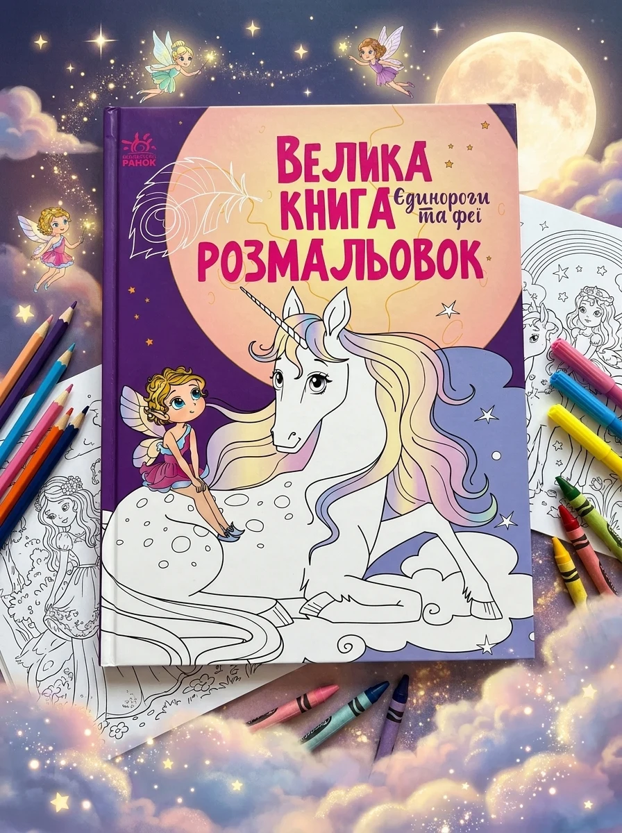 Велика книга розмальовок.Єдинороги та феї — Дитяча література