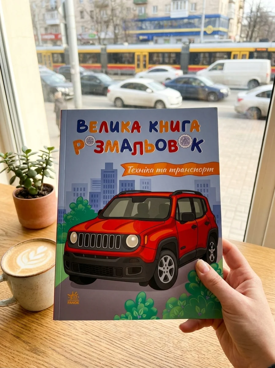 Велика книга розмальовок. Техніка та транспорт — Розмальовки для дітей