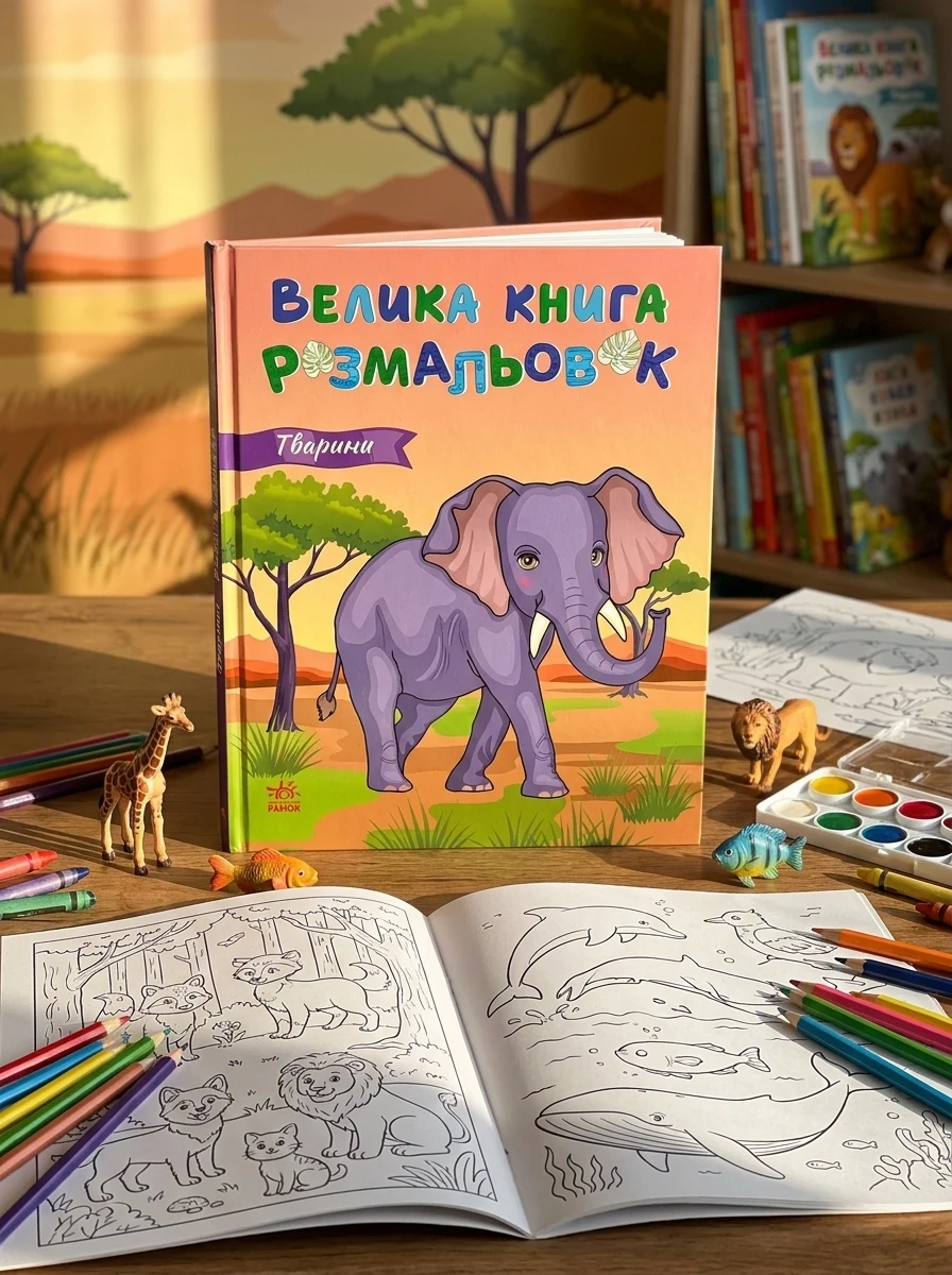Велика книга розмальовок : Тварини — Дитяча література