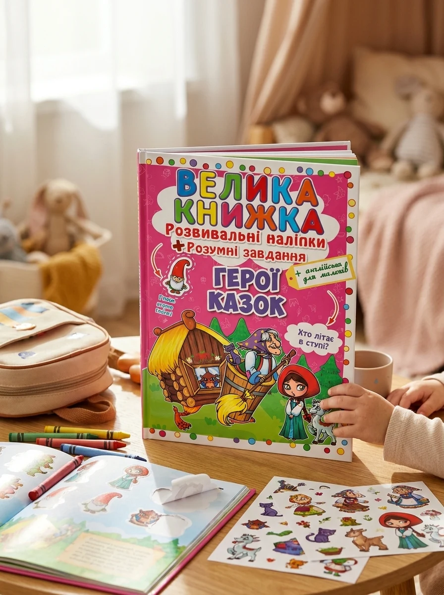 Велика книжка. Розвивальні наліпки. Розумнi завдання. Герої казок — Дитяча література