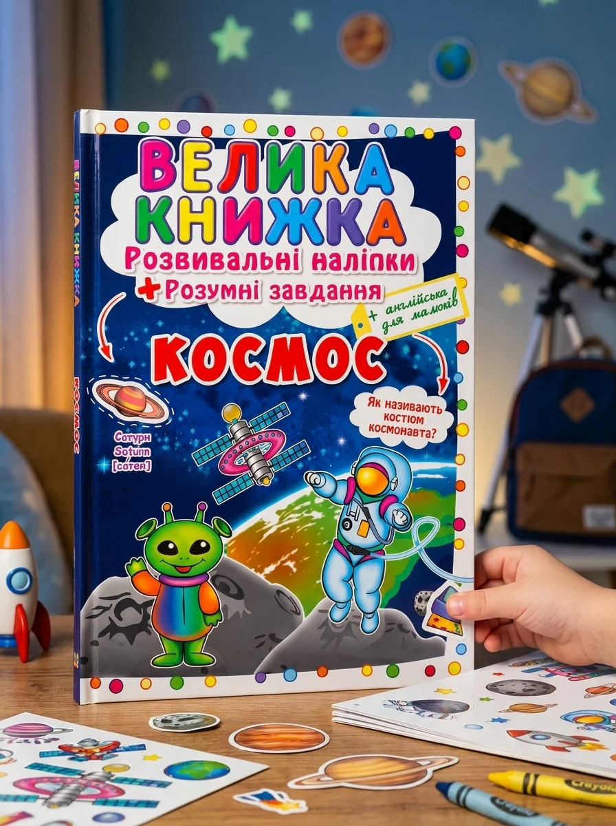 Велика книжка. Розвивальні наліпки. Розумнi завдання. Космос — Дитяча література