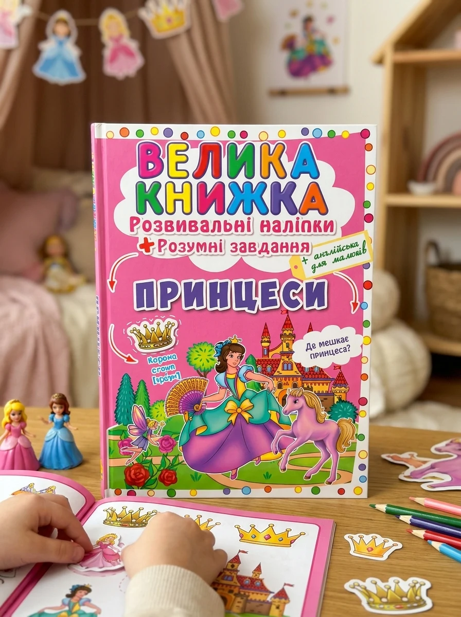 Велика книжка. Розвивальні наліпки. Розумнi завдання. Принцеси — Дитяча література