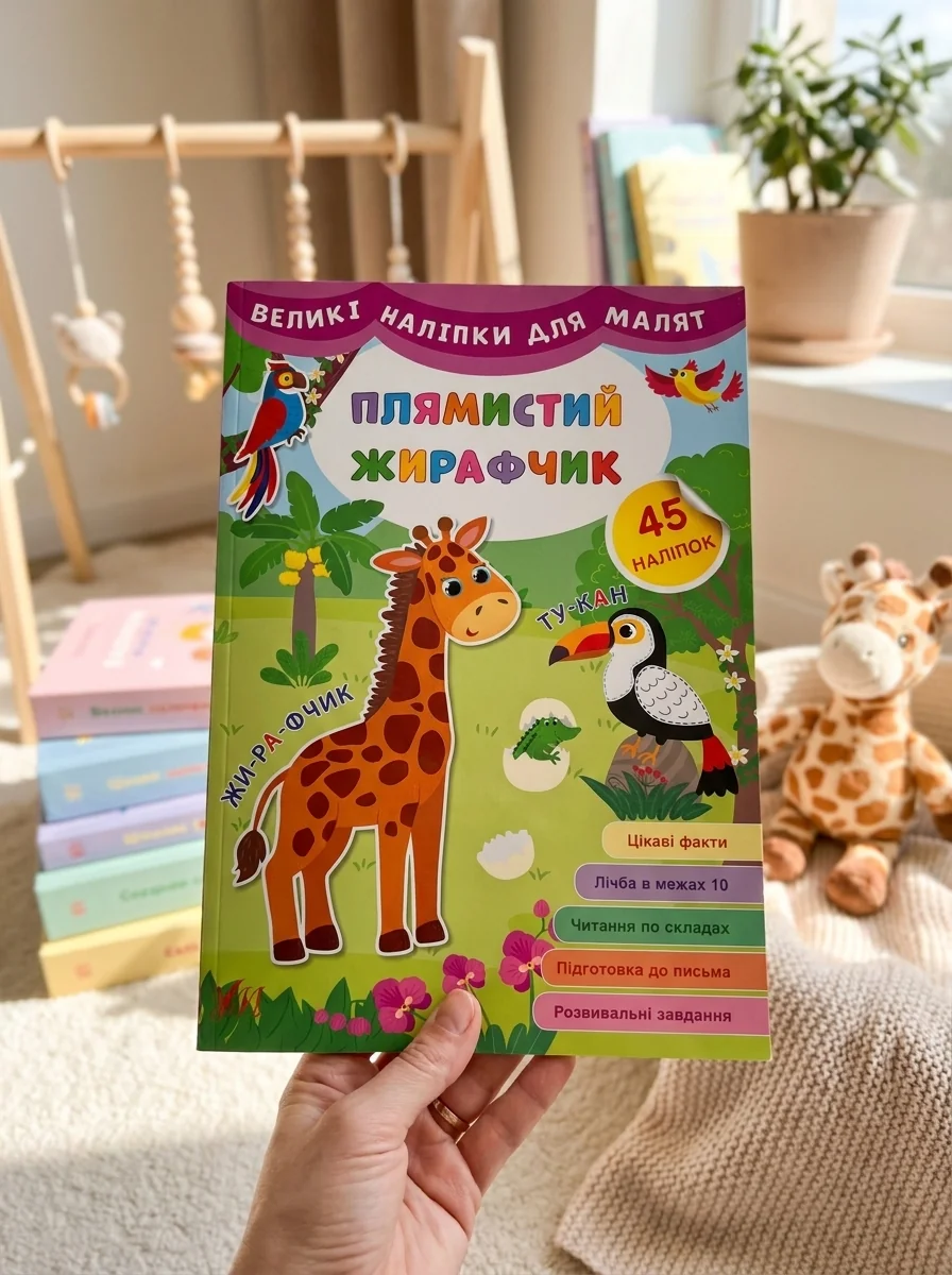 Великі наліпки для малят. Плямистий жирафчик — фото 2