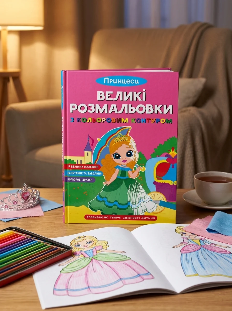 Великі розмальовки з кольоровим контуром. Принцеси — Дитяча література