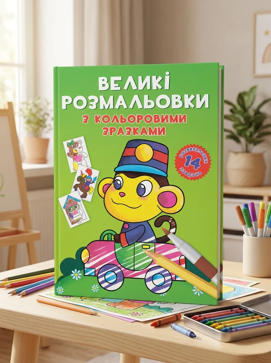 Великі розмальовки з кольоровими зразками. Мавпочка — Дитяча література