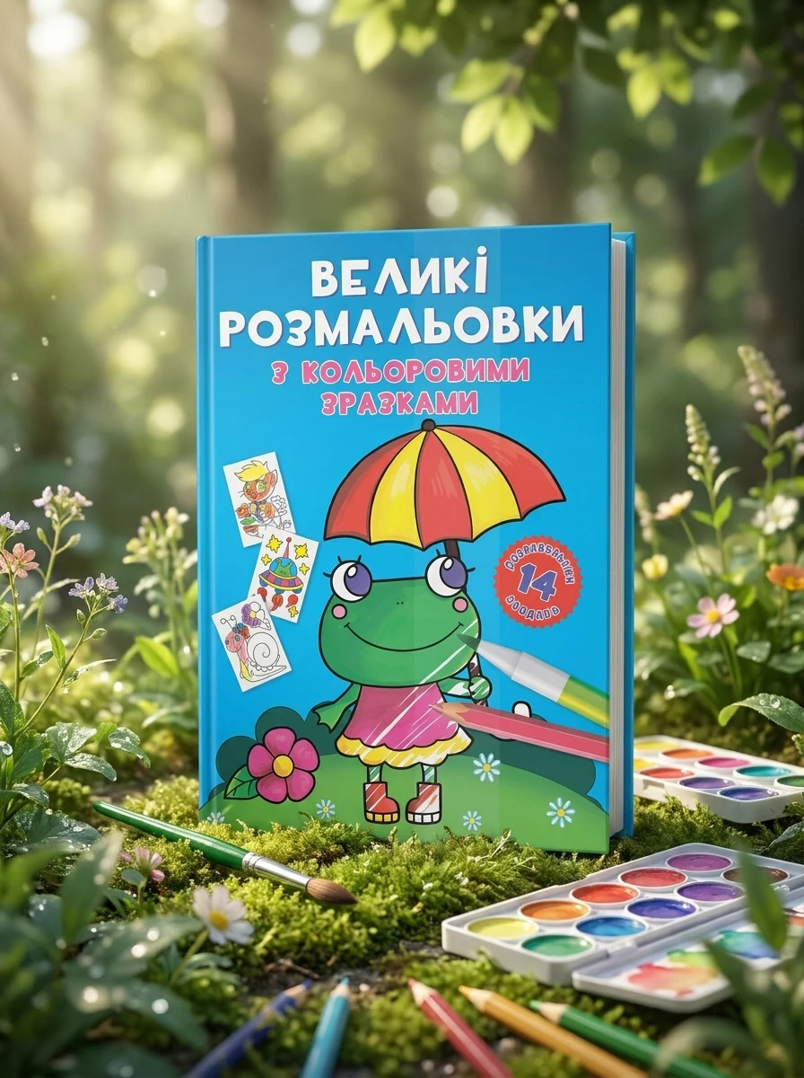 Великі розмальовки з кольоровими зразками. Жабка — Дитяча література