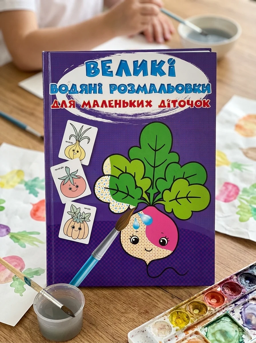 Великі водяні розмальовки для маленьких діточок. Овочі — фото 2