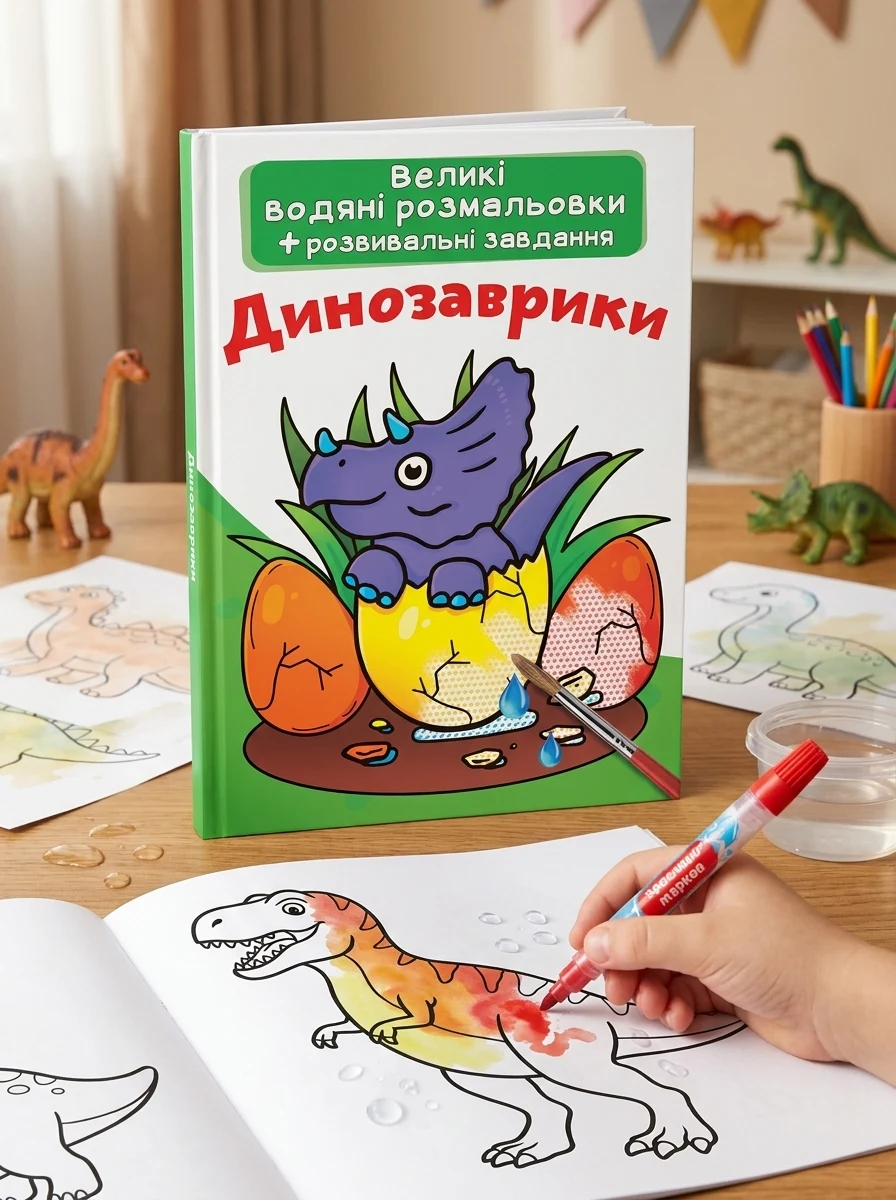 Великі водяні розмальовки. Динозаврики