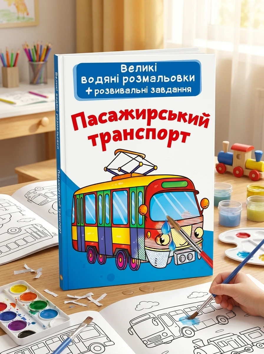 Великі водяні розмальовки. Пасажирський транспорт — Дитяча література