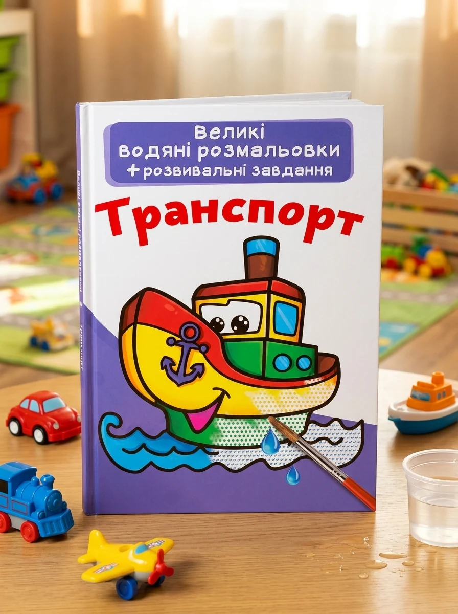 Великі водяні розмальовки. Транспорт — Дитяча література
