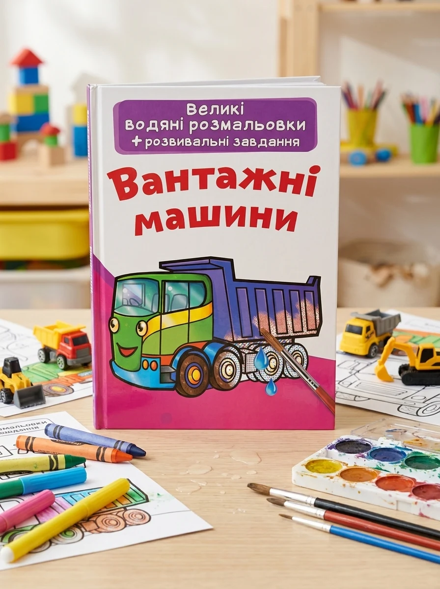 Великі водяні розмальовки. Вантажні машини — Дитяча література
