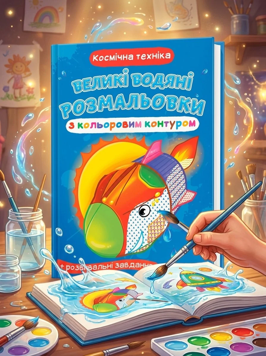 Великі водяні розмальовки з кольоровим контуром. Космічна техніка — Ф. де Ліс, обкладинка