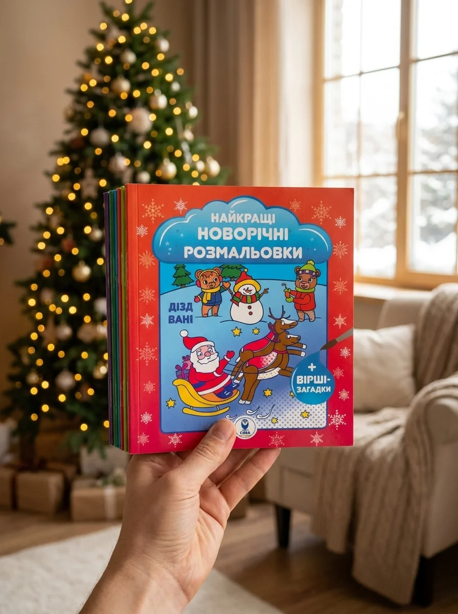 Великий комплект книг «Найкращі Новорічні водні розмальовки» — Розмальовки для дітей