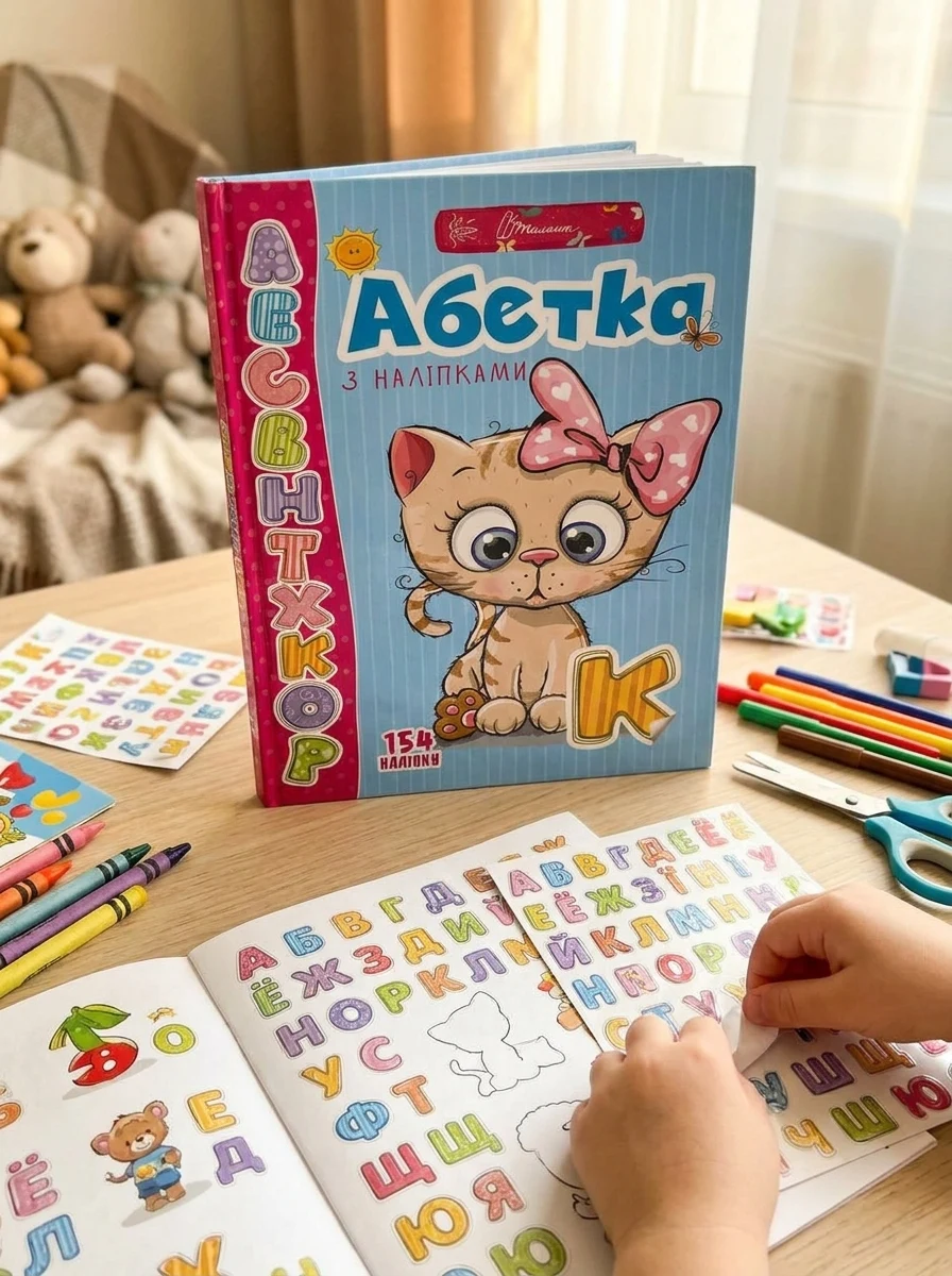 Веселі забавки для дошкільнят. Абетка з наліпками — фото 2