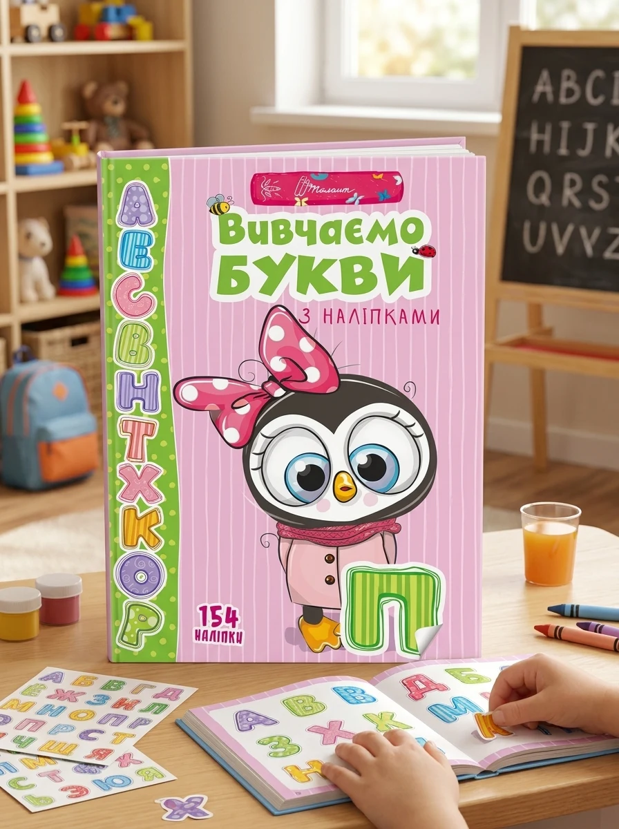 Веселі забавки для дошкільнят. Вивчаємо букви з наліпками — фото 2