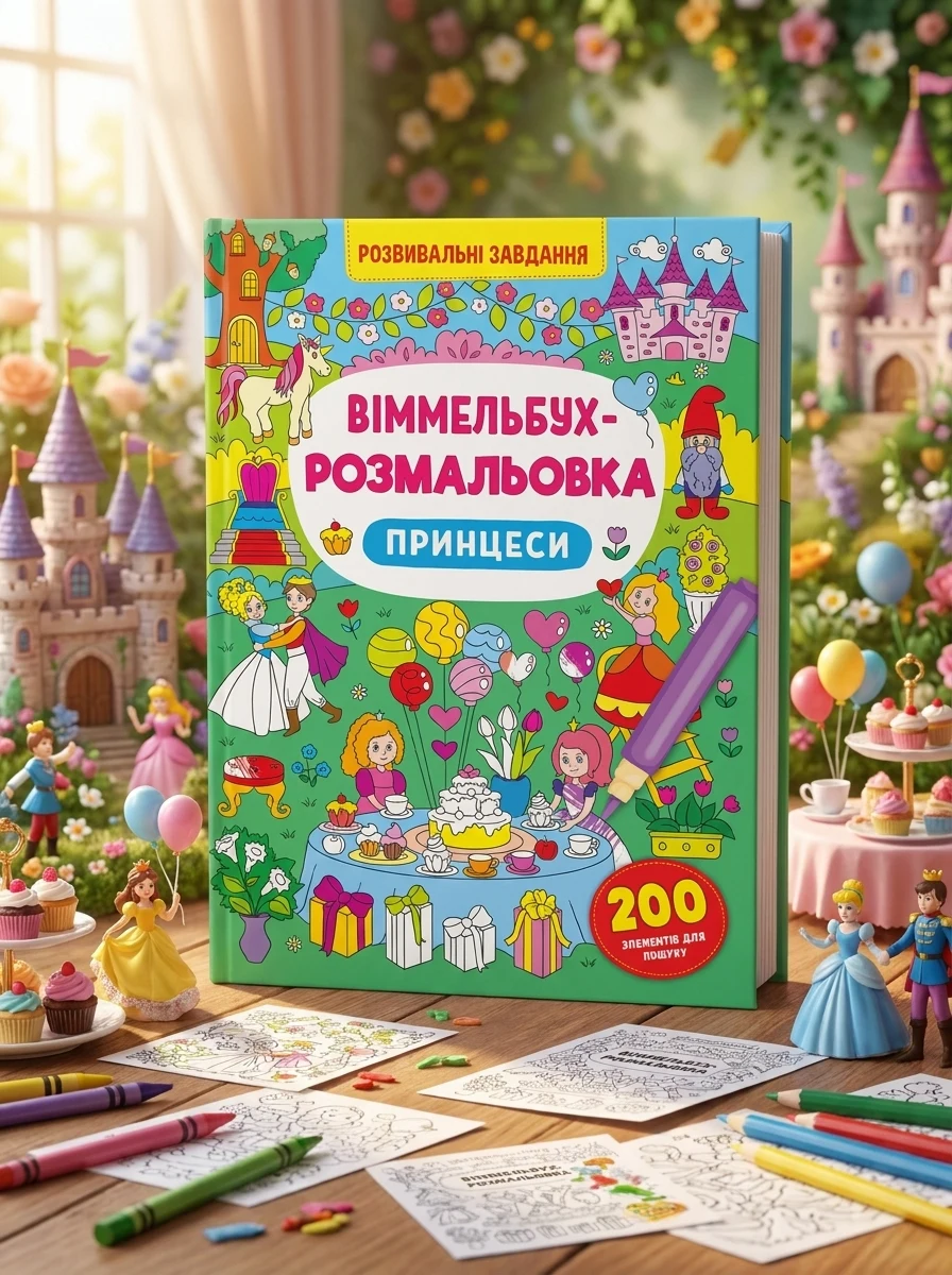 Віммельбух-розмальовка. Принцеси — фото 2
