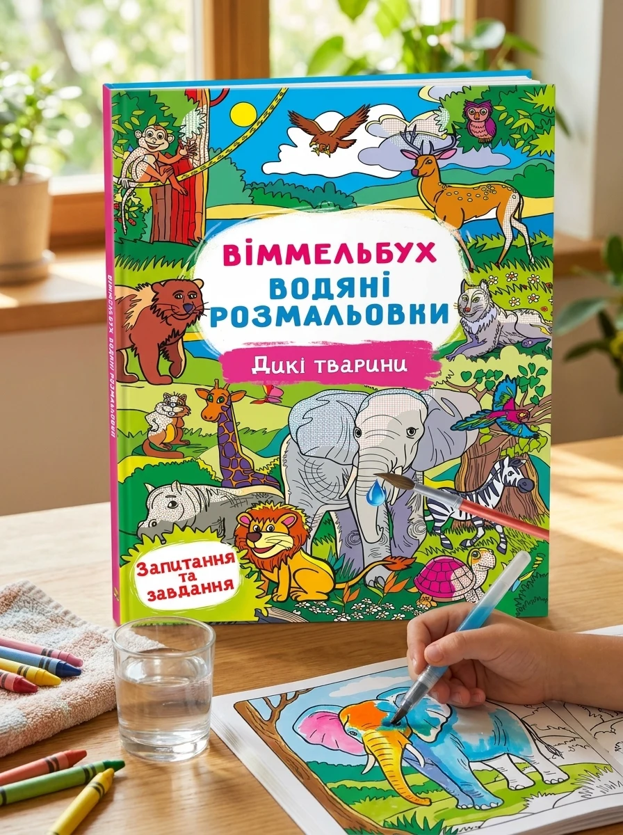 Віммельбух. Водяні розмальовки. Дикі тварини — фото 2