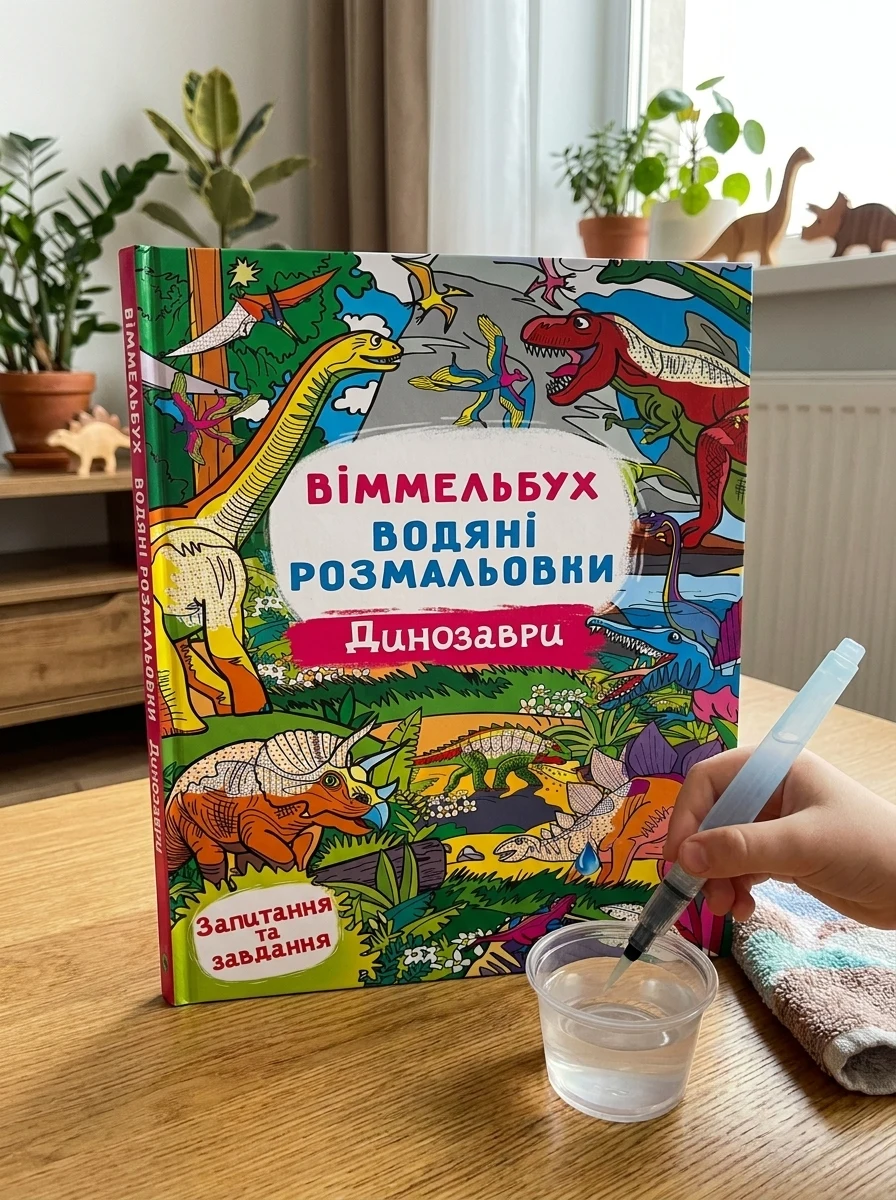 Віммельбух. Водяні розмальовки. Динозаври — фото 2