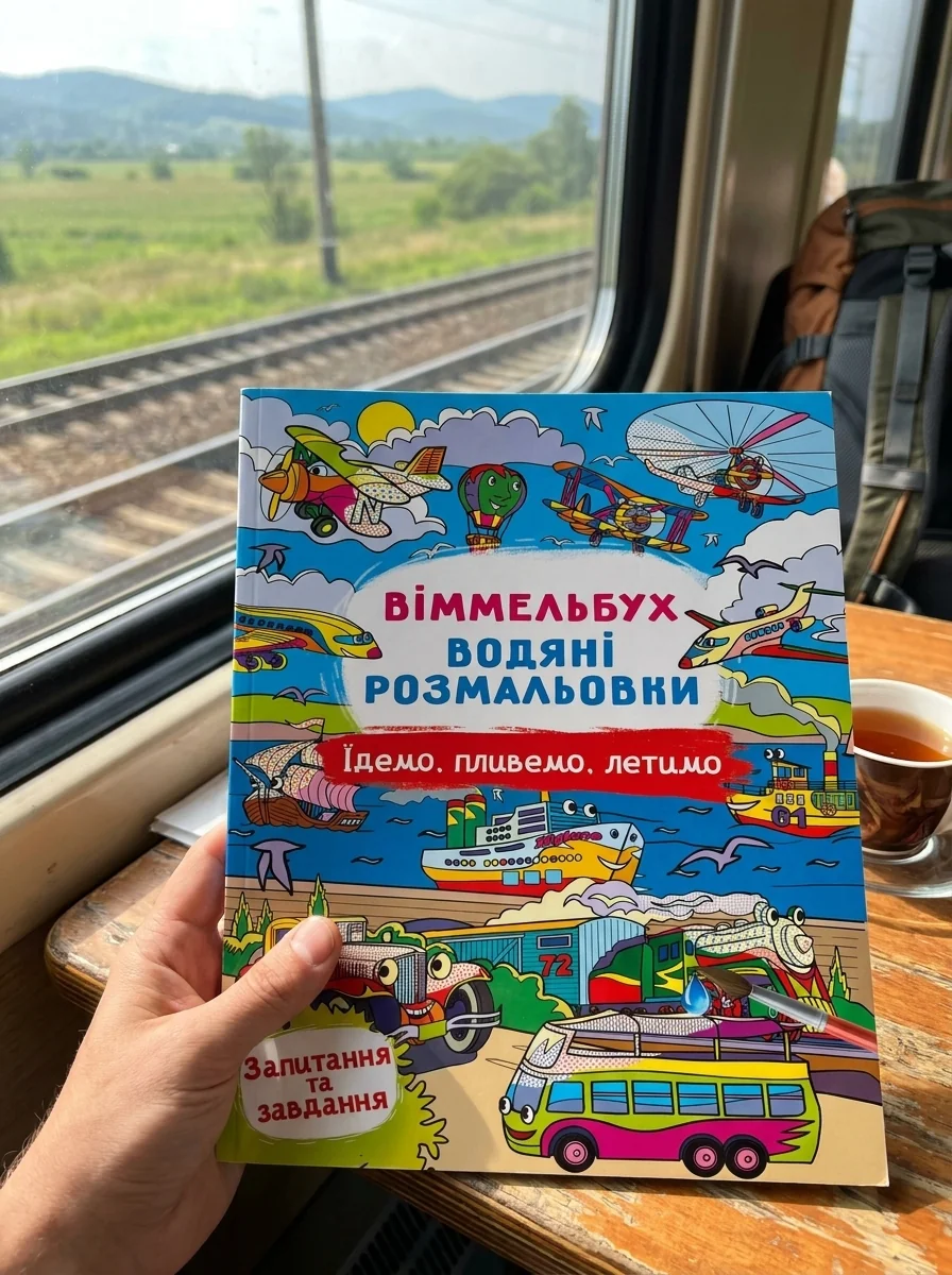 Віммельбух. Водяні розмальовки. Їдемо, пливемо, летимо — Дитяча література