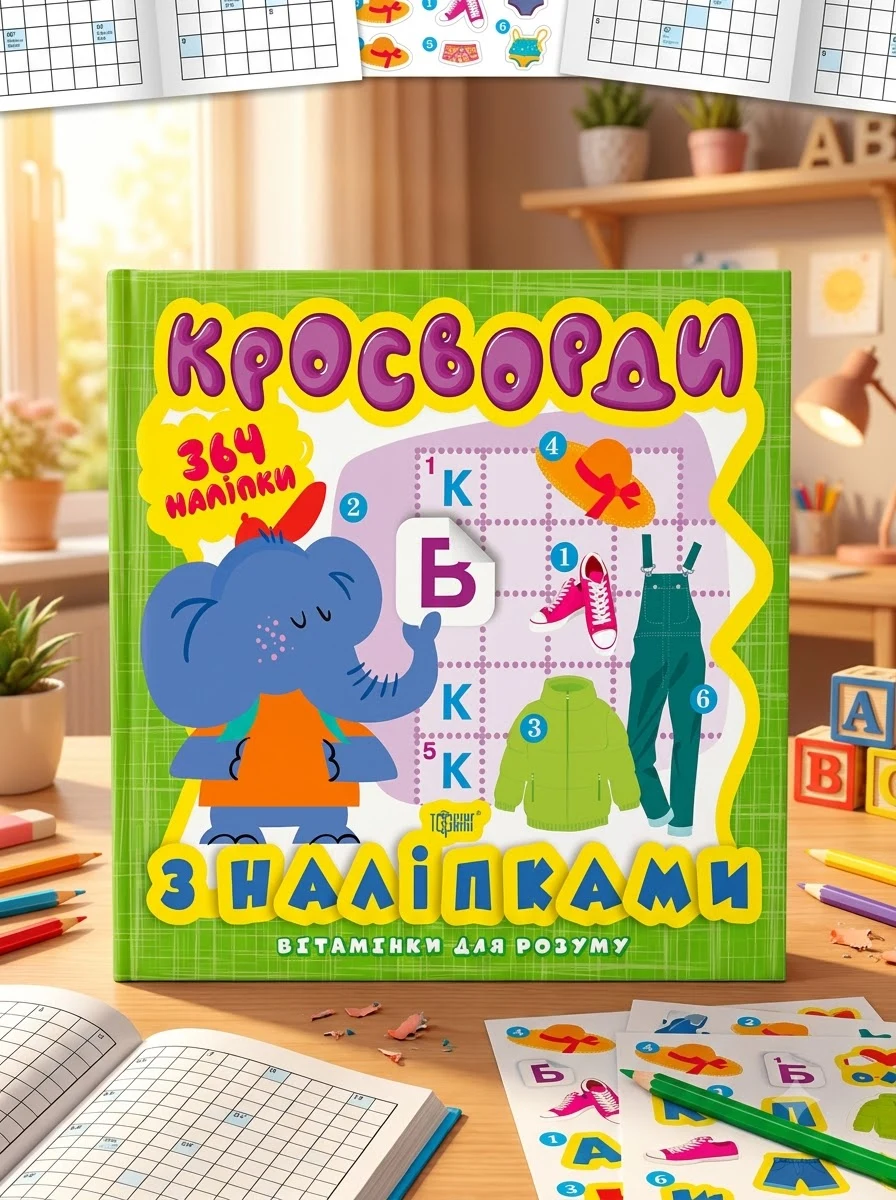 Вітамінки для розуму. Кросворди. Слоненя. 364 наліпки — Книги