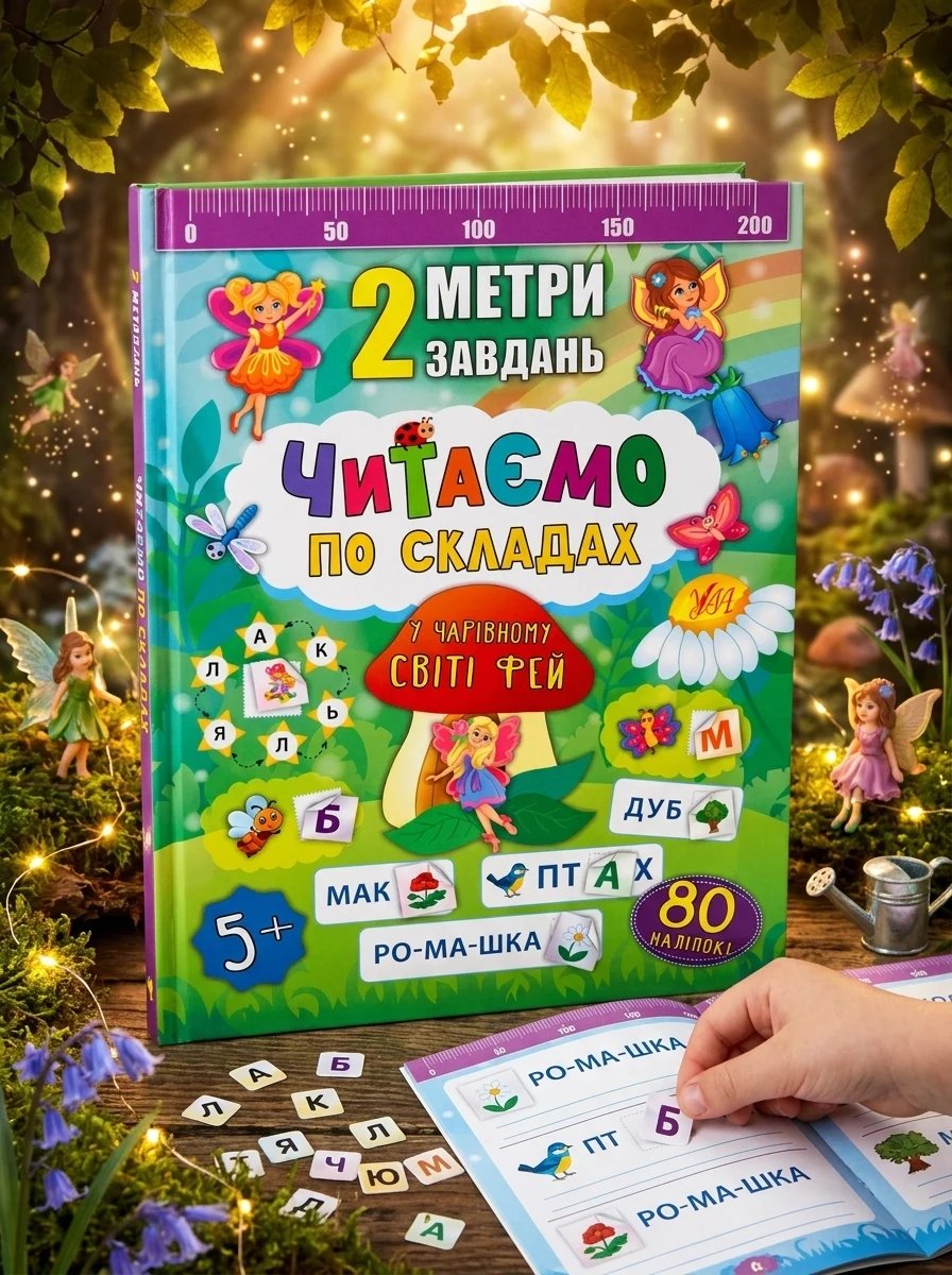 2 метри завдань. Читаємо по складах. У чарівному світі фей — Розвивальні книги