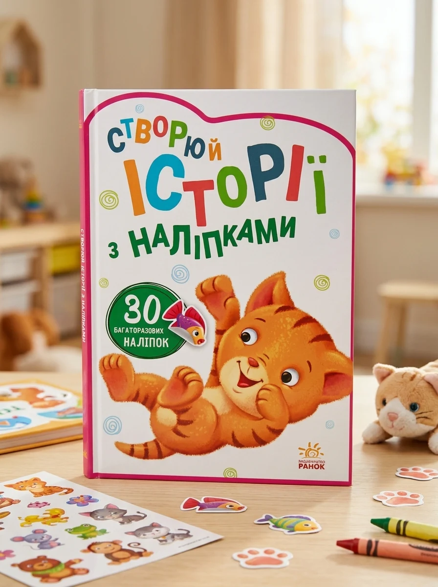 30 багаторазових наліпок. Створюй історії з наліпками. Котик | купити книгу онлайн
