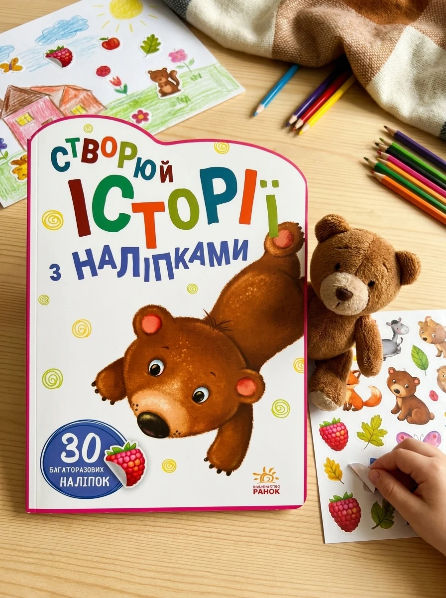 30 багаторазових наліпок. Створюй історії з наліпками. Ведмедик — фото 2