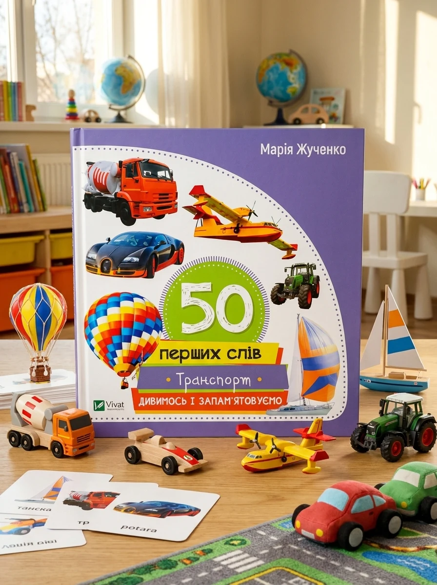 50 перших слів. Транспорт. Дивимось і запам'ятовуємо — Розвивальні книги