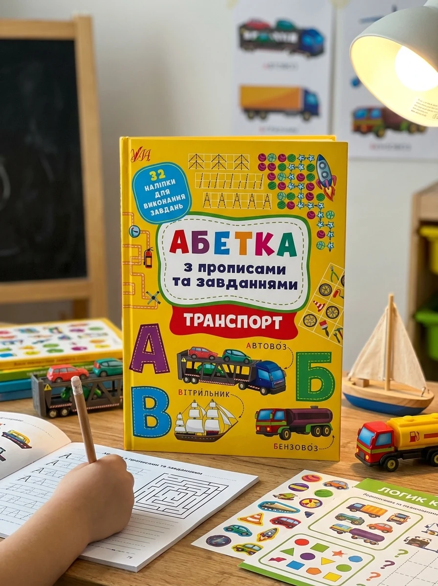 Абетка з прописами та завданнями. Транспорт — Пізнавальні книги для дітей