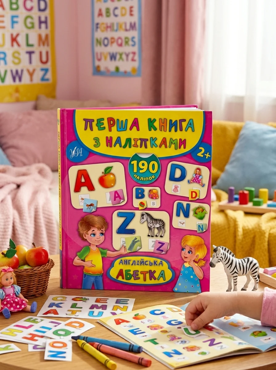 Англійська абетка. Перша книга з наліпками — Книги з наліпками