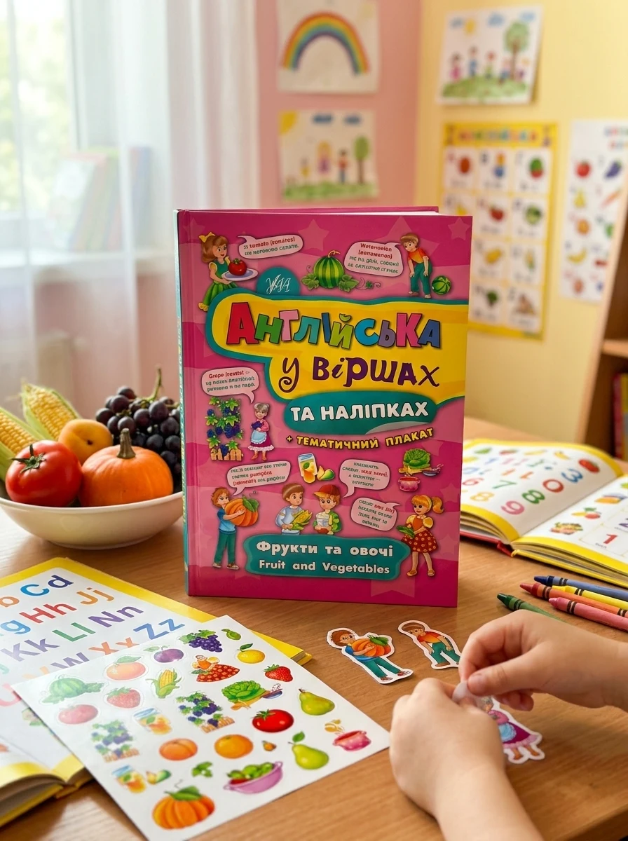 Англійська у віршах та наліпках. Фрукти та овочі. Fruit and vegetables — фото 2